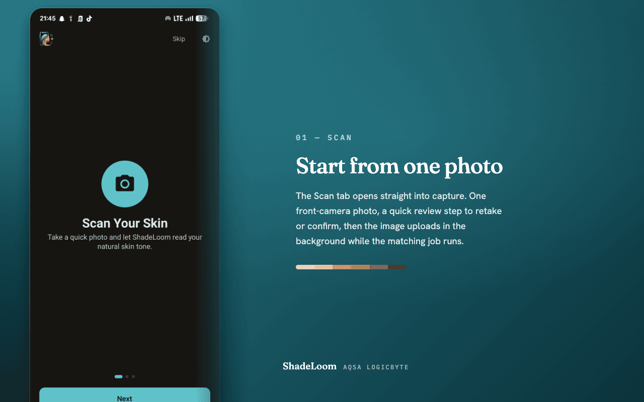 ShadeLoom — AI skin-tone scanner & foundation shade-matcher screenshot