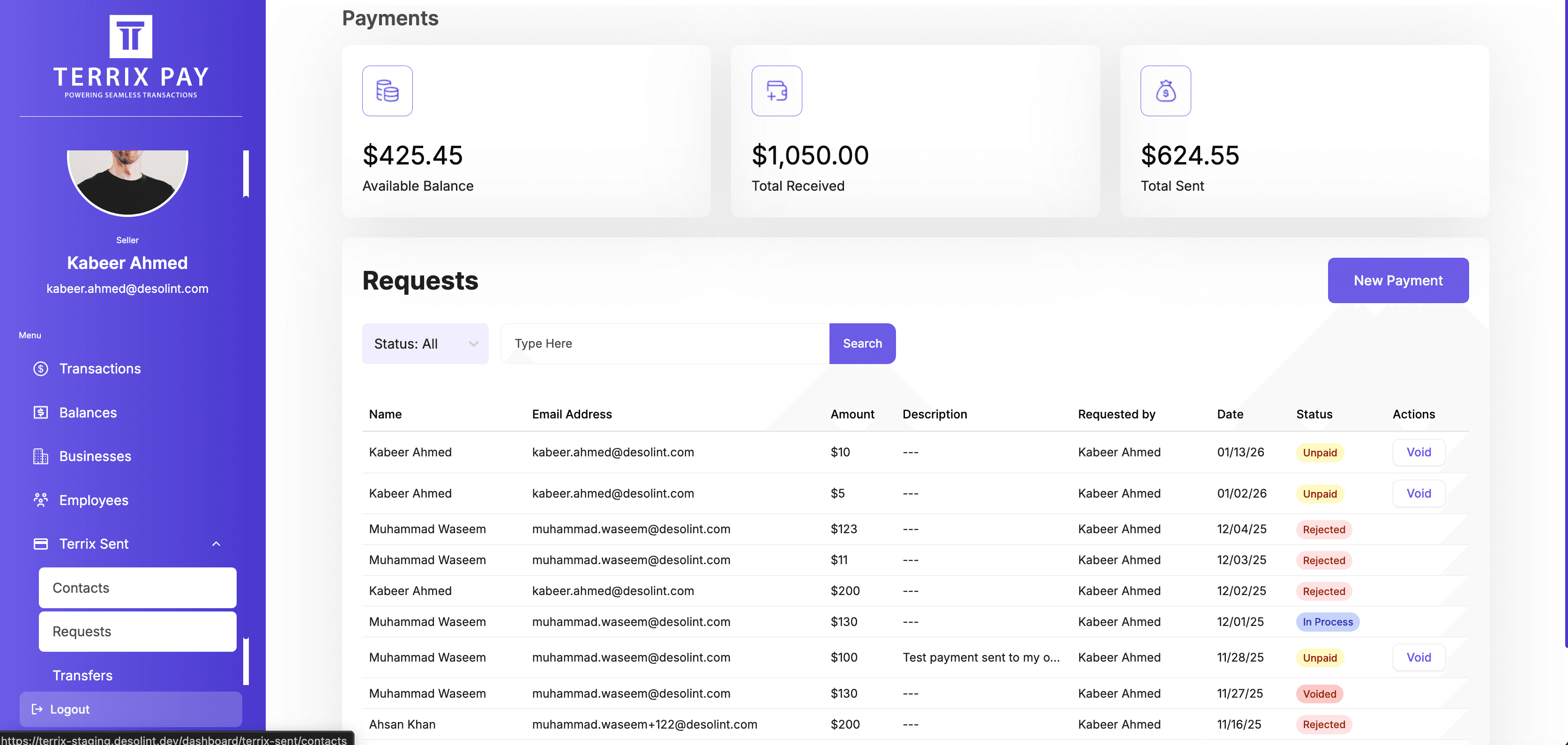 Terrix – Gaming Coins Purchasing & Seller Payment Platform screenshot