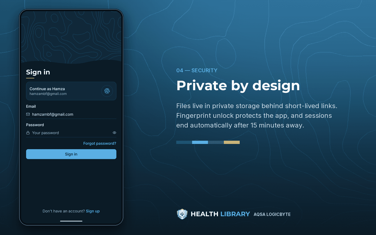 Health Library: a family medical-record app for Android screenshot