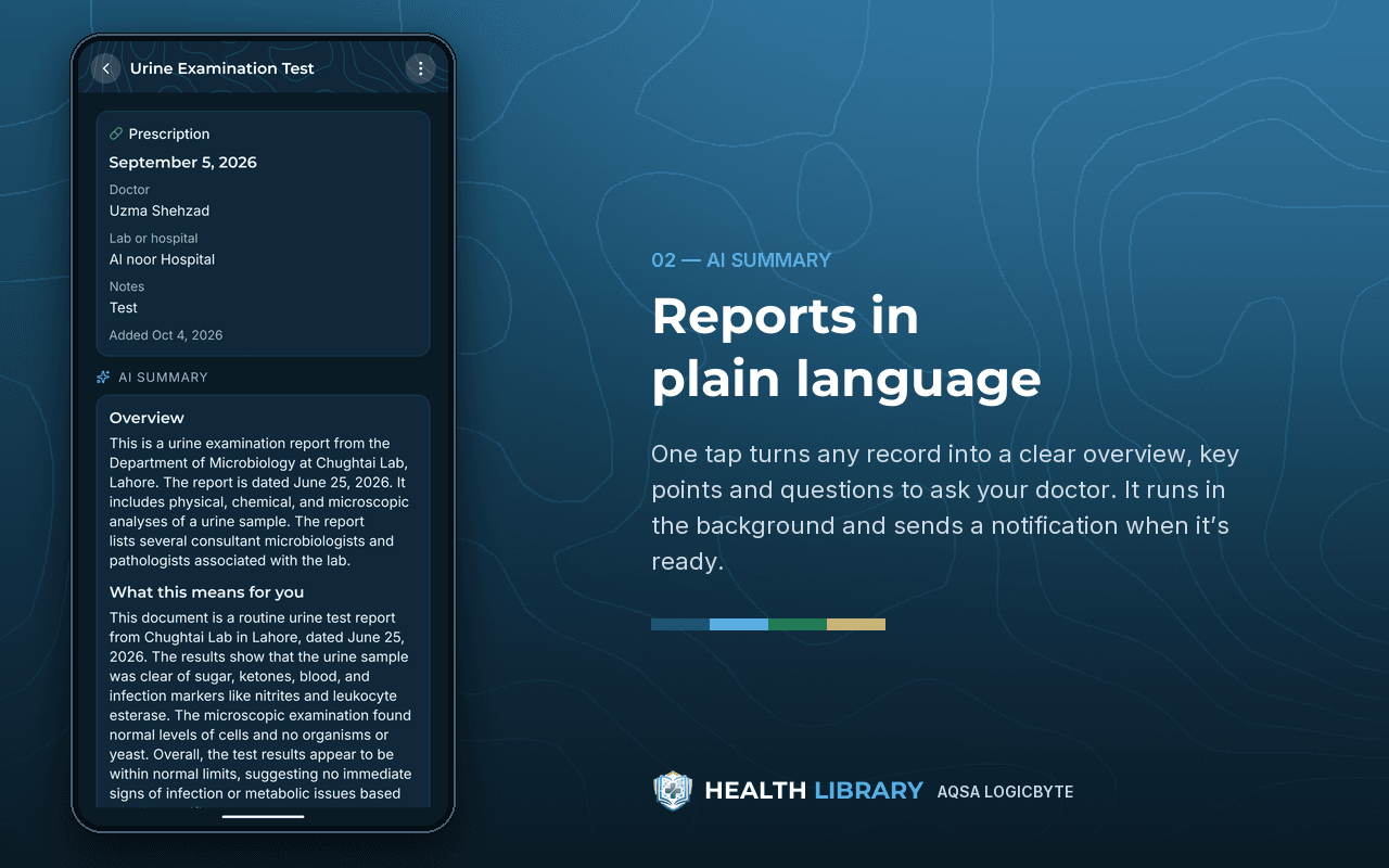 Health Library: a family medical-record app for Android screenshot